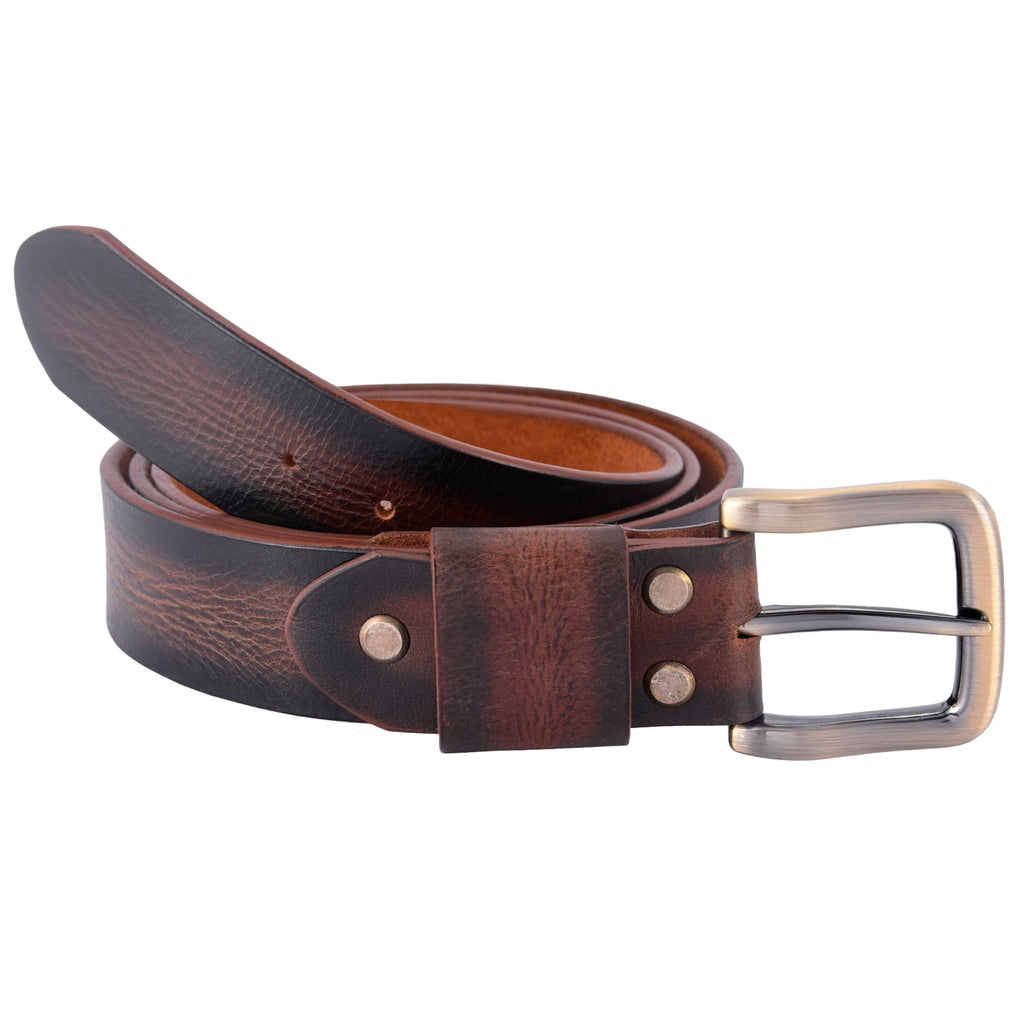 Apex Sun Antique Wood Brown Leather Belt