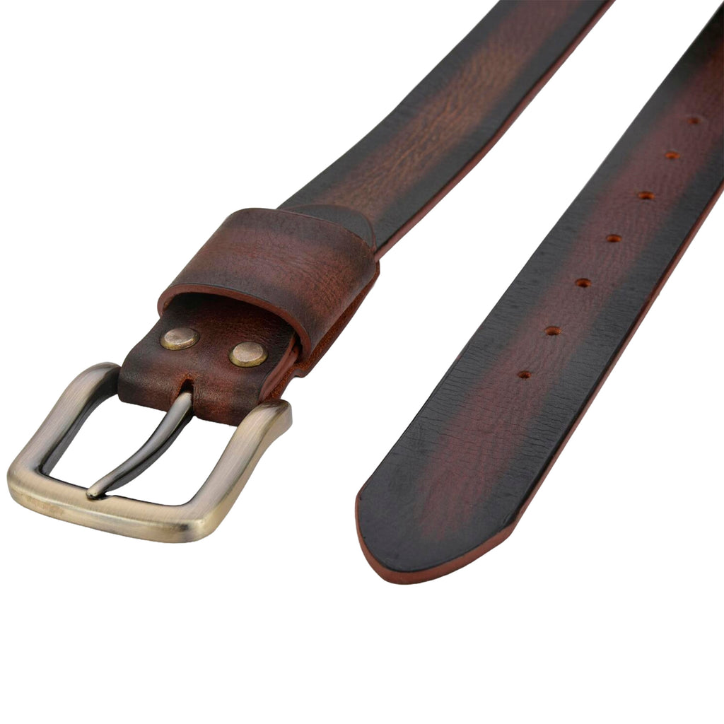 Apex Sun Antique Wood Brown Leather Belt