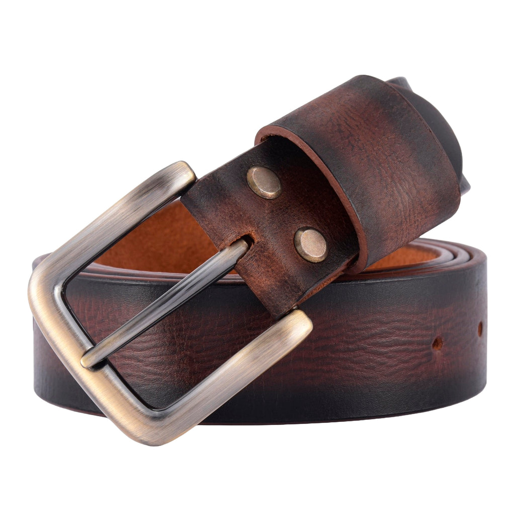 Apex Sun Antique Wood Brown Leather Belt